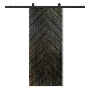 30 in. x 80 in. Charcoal Black Stained Pine Wood Modern Interior Sliding Barn Door with Hardware Kit