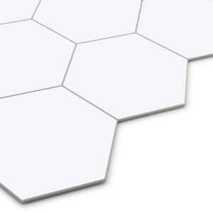 Big Hexagon 11.6 in. x 10.1 in. White Peel and Stick Backsplash Stone Composite Wall Tile (10-Tiles, 8.20 sq. ft.)