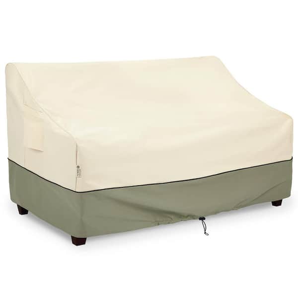 Angel Sar 79 in. W x 38 in. D x 35 in. H Waterproof Patio Sofa Cover, Beige and Green