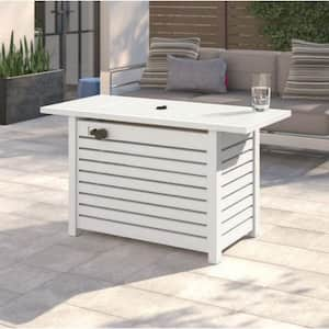 54 in. 50,000 BTU Rectangular Steel Gas Outdoor Patio Fire Pit Table in White