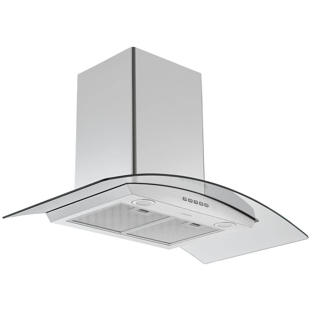 36 in. 440 CFM Convertible Wall Mounted Glass Canopy Range Hood with LED Lights in Stainless Steel