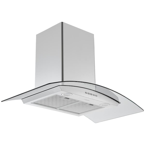 Ancona 36 in. 440 CFM Convertible Wall Mounted Glass Canopy Range Hood with LED Lights in Stainless Steel
