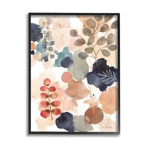 Abstract Botanical Shape Collage Modern Boho Painting by Laura Horn Framed Abstract Art Print 14 in. x 11 in.