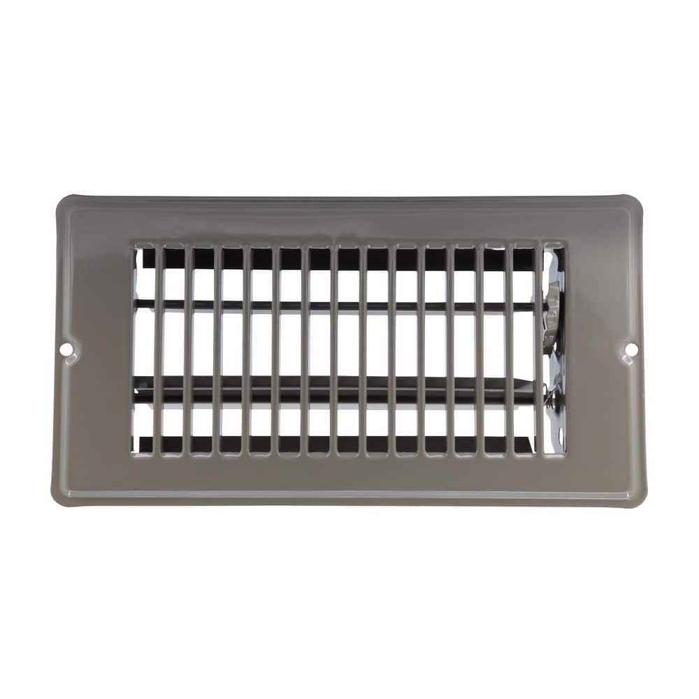 Brown Steel Floor Register with Louvered Design, 4x8 Inch