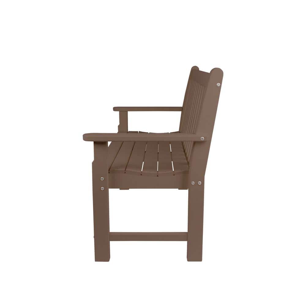 Oxford Teak Plastic 2-Person Outdoor Bench with Stainless Steel Hardware