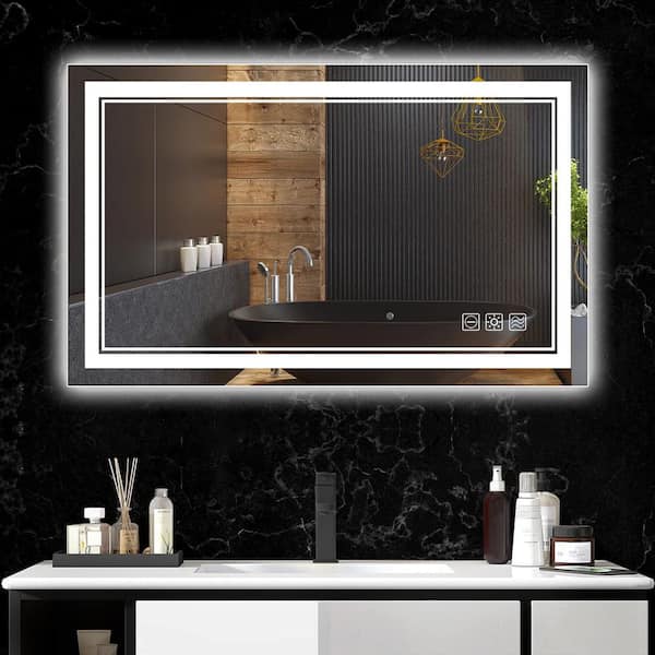 Unbranded 40 in. W x 24 in. H Large Rectangular Frameless Anti-Fog Wall Bathroom Vanity Mirror in Silver