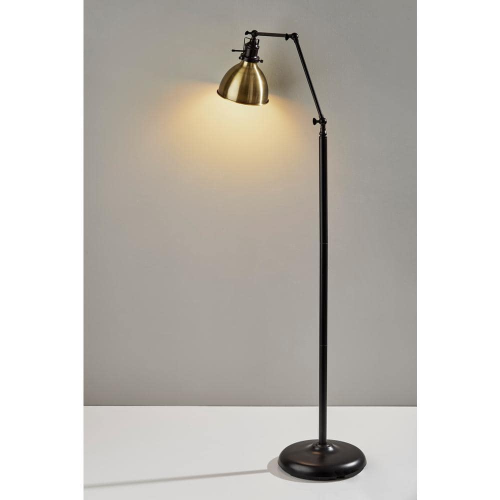 Vintage Adjustable Bronze Floor Lamp with Schoolhouse Shade