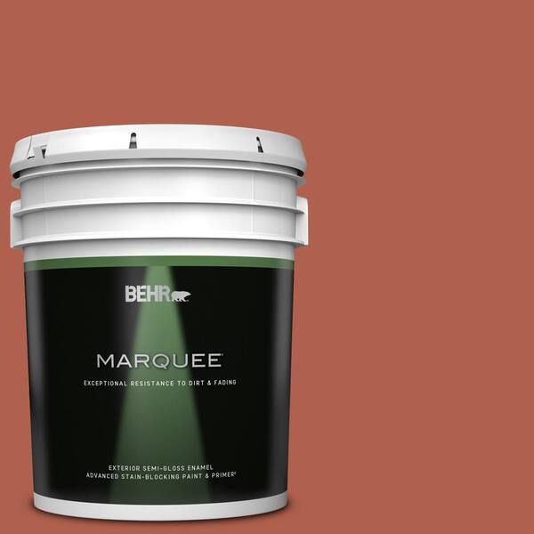 BEHR MARQUEE 5 gal. #BIC-46 Clay Red Semi-Gloss Enamel Exterior Paint & Primer
