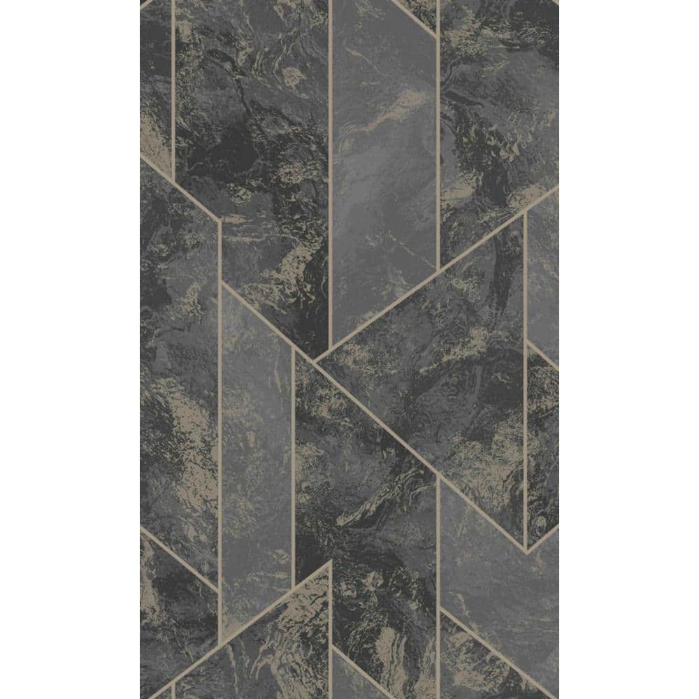 Charcoal Geometric Marble Non-Woven Non-Pasted Wallpaper