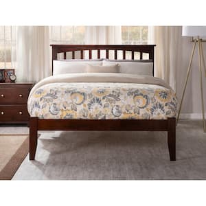 Mission Walnut Full Platform Bed with Open Foot Board