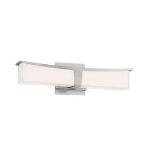 Plane 18 in. Brushed Nickel LED Vanity Light Bar with Frosted Aquarium Glass