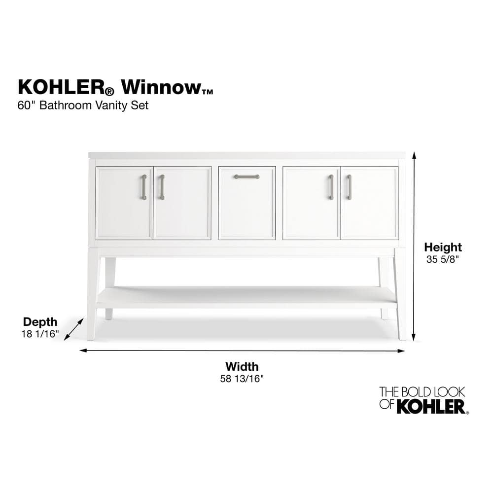 Winnow 60-Inch White Double Sink Bathroom Vanity Set