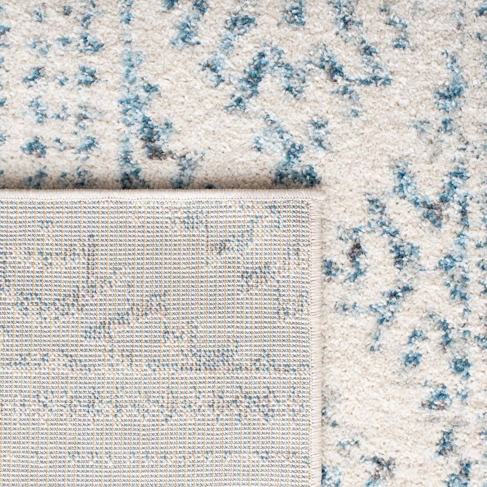 Ivory and Turquoise Geometric Hand-knotted Synthetic Area Rug