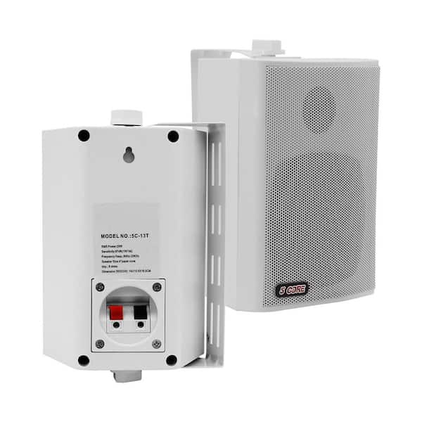 Lukyamzn 2-Piece 100W Exterior Audio System Outdoor Speakers Stereo In Wall Surface Mount with Wired Waterproof, White