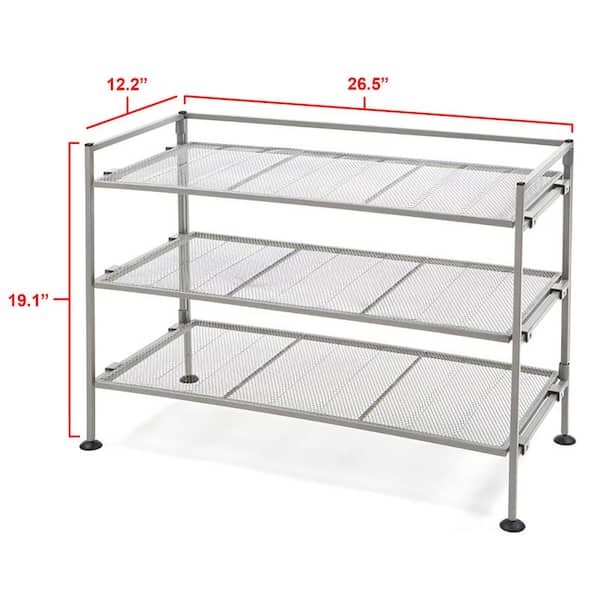 Seville Classics 18.5 in. H 9-Pair 3-Tier Ash Gray Resin Slat Iron Frame Stackable  Shoe Rack SHE15930 - The Home Depot