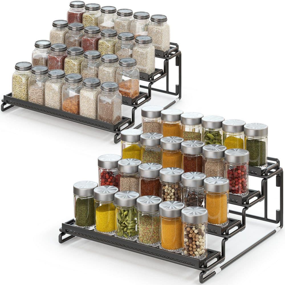2-Pack 4-Tier Black Metal Spice Rack Organizer for Cabinets, Countertop and Pantry Storage price history on PriceWatchPro