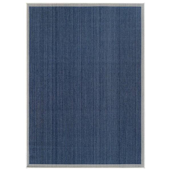 Border Navy/Ivory Easy-Care Jute-Style Indoor/Outdoor Flat Woven Area Rug 5 ft. x 7 ft. Navy