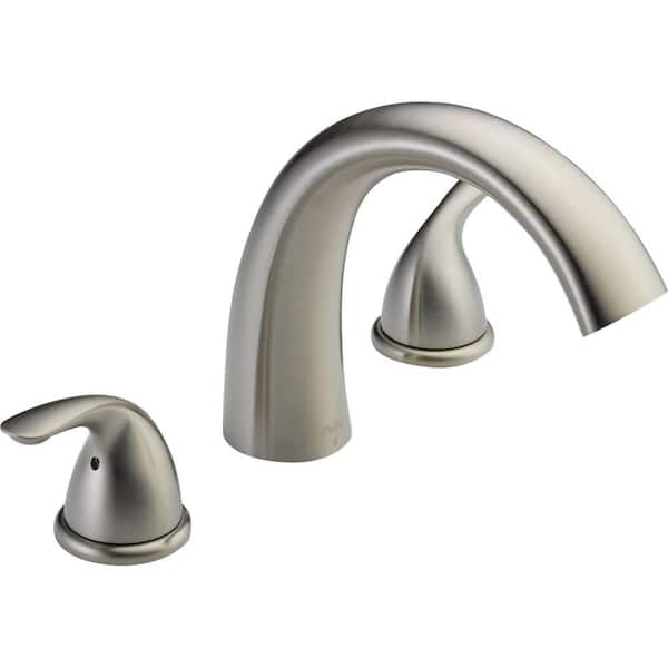 Delta Classic 2-Handle Deck-Mount Roman Tub Faucet Trim Kit Only in Stainless (Valve Not Included)