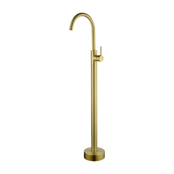 Single Handle Floor Mount Bathtub Faucet Freestanding Tub Filler Standing Shower Faucets in Black