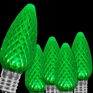 OptiCore C9 LED Green Faceted Christmas Light Bulbs (25-Pack)