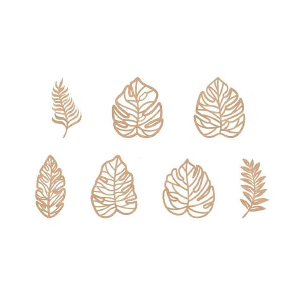 7-Piece 8 in. x 10 in. Beige Palm Leaf