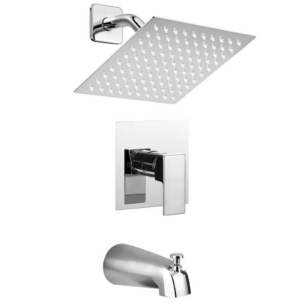 AKLFGN Single Handle 2-Spray Shower Faucet 1.75 GPM with High Pressure Tub Spout in. Polish Chrome