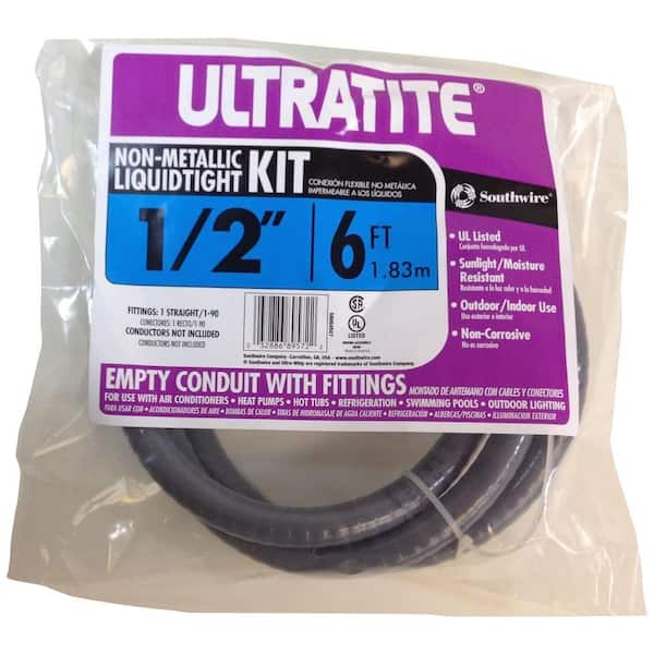 Southwire 1/2 in. x 6 ft. Ultratite Liquidtight Flexible Non-Metallic PVC Conduit Whip