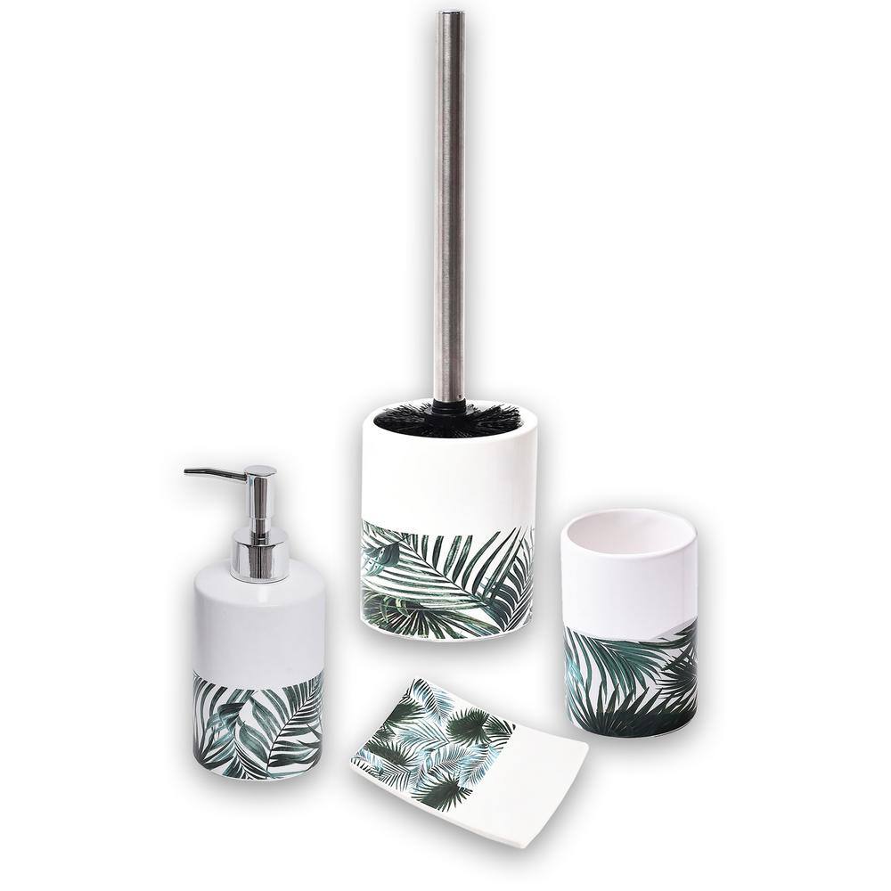 Tropical Palm Leaves Ceramic Soap and Lotion Dispenser