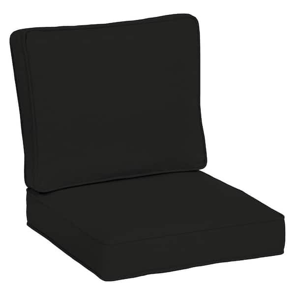 ARDEN SELECTIONS Oasis 24 in. x 24 in. Onyx Black 2-Piece Deep Seating Outdoor Lounge Chair Cushion