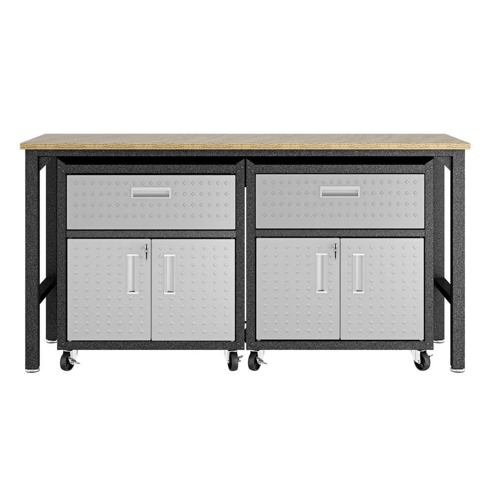 Fortress 72.4 in. W x 37.6 in. H x 20.5 in. D Steel 3-Piece Mobile Space-Saving Garage Storage System in Grey price history on PriceWatchPro