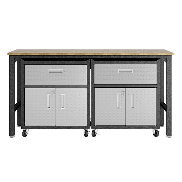 Manhattan Comfort Fortress 3-Piece Steel Garage Storage System in Grey (72 in. W x 38 in. H x 21 in. D)