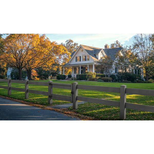 Natures Composites Composite Traditional 2-Board Ranch Rail (3 ft. H x 4 ft. W) Slate Grey