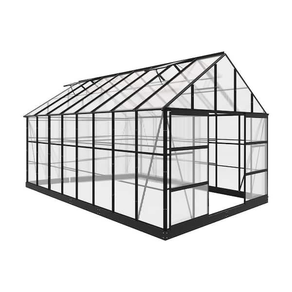 10 ft. x 16 ft. Black Frame Clear Garden Greenhouse, Solarium, and Conservatory