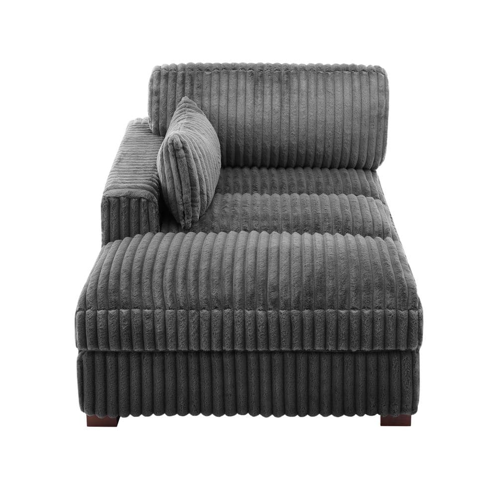Uixe Gray Left Arm Facing Faux Rabbit Fur Cotton Upholstered Sectional ...