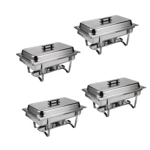 9 qt. Silver Stainless Steel Chafing Dish Set with Foldable Legs 4-Pieces/Sets