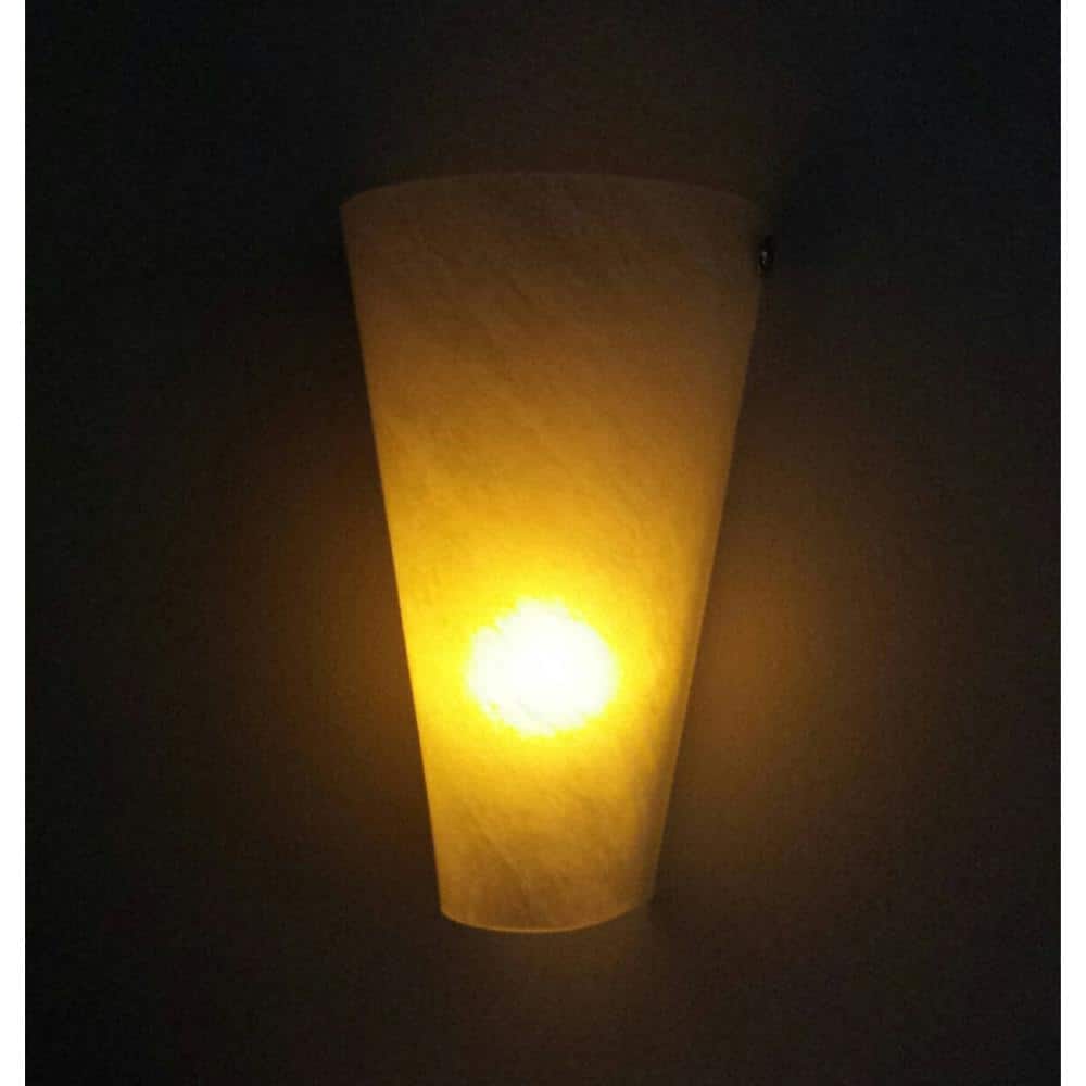 Frosted Marble Glass LED Sconce with Remote Control, White