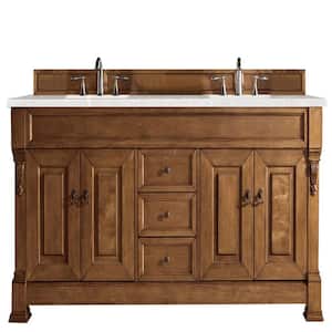 Brookfield 72 in. W x 23.5 in. D x 34.3 in. H Double Bath Vanity in Country Oak with Serena Quartz Top