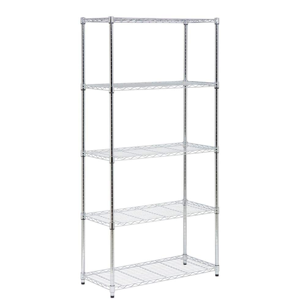 Chrome 5-Tier Adjustable Rolling Steel Garage Storage Shelving Unit (36 in.