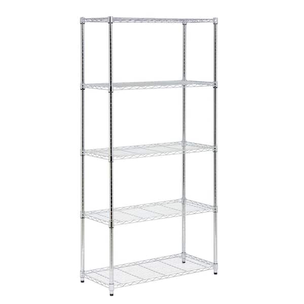 Honey-Can-Do Chrome 5-Tier Adjustable Rolling Steel Garage Storage Shelving Unit (36 in. W x 72 in. H x 18 in. D)