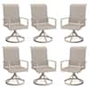 DIFY Swivel Patio Chairs, Padded High Back Outdoor Dining Chairs with Sandshell Frame and Textilene Fabric (6-Pack) KDCS07CR*3