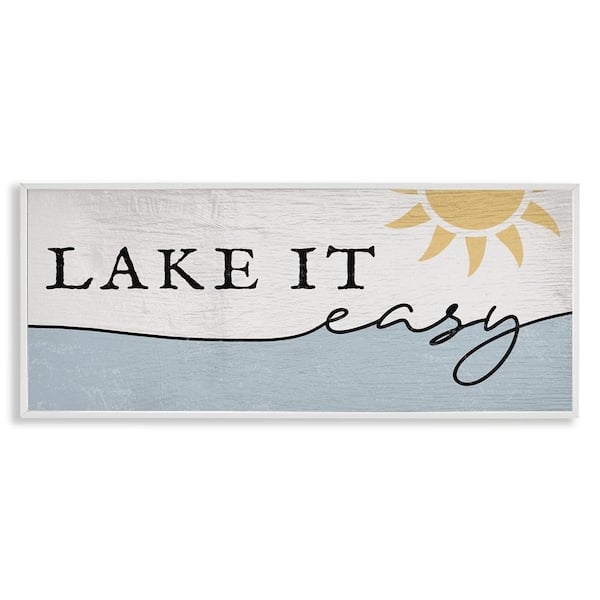 Nautical Pun Lake It Easy by Daphne Polselli White Framed Giclee Art Print Coastal 13 in. x 30 in.
