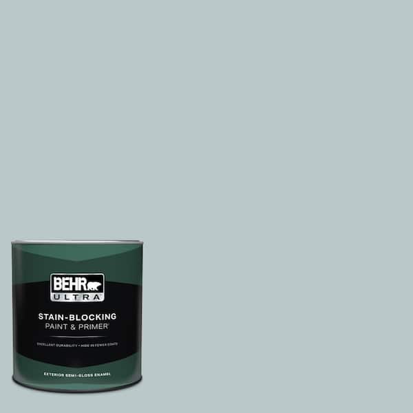 BEHR ULTRA 1 qt. #N470-2A Dusted Blue Semi-Gloss Enamel Exterior Paint and Primer