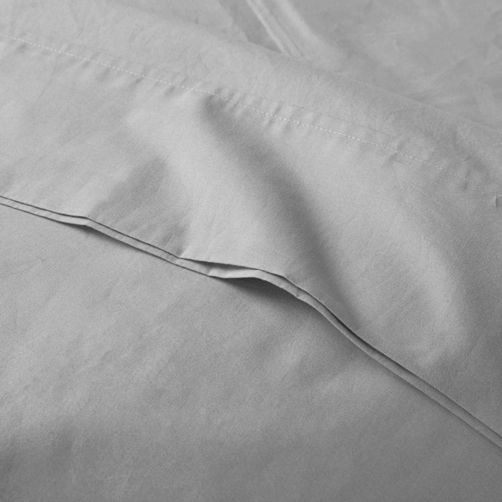 Twin Gray Cotton Percale Sheet Set