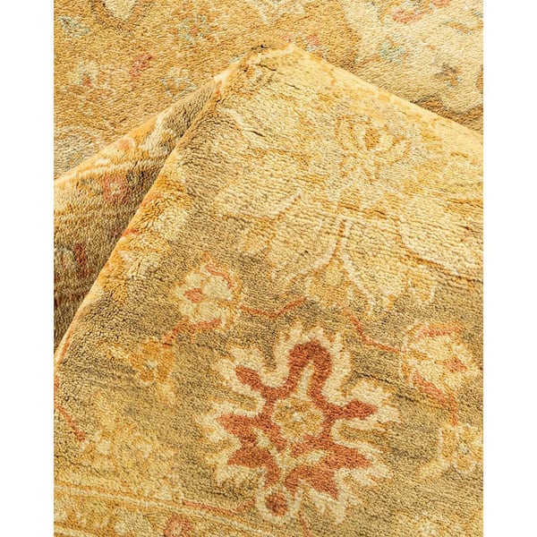 Mogul Green 6 x 11 Oriental Wool Indoor Runner Rug