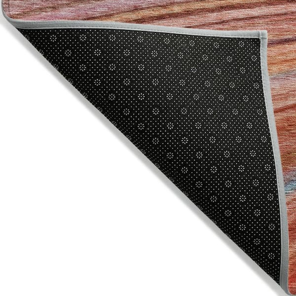 Terra Cotta, Salmon, Orange 3 ft. x 5 ft. Woven Striped Polyester Rectangle Indoor / Outdoor Area Rug