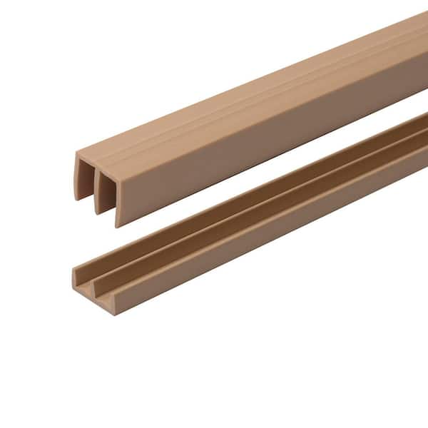 11/16 in. D x 13/16 in. W x 36 in. L Beige Styrene Plastic Sliding Bypass Track Moulding Set for 1/4 in. Doors (1-Pack)