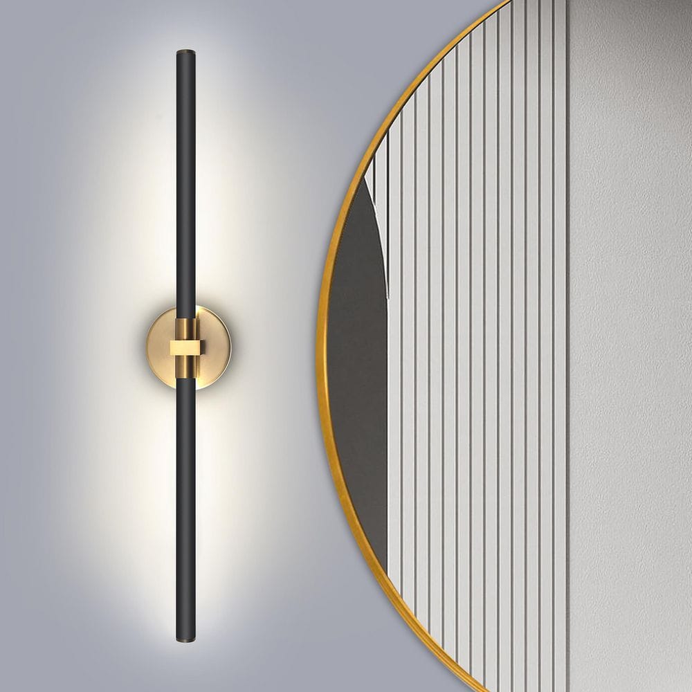 31.26 in. 2-Light Black and Gold Integrated LED Bathroom Vanity Light Bar