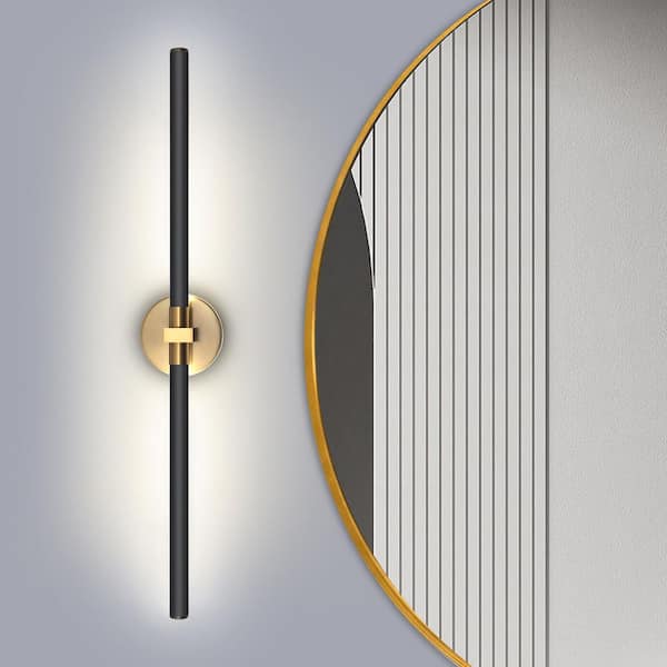 31.26 in. 2-Light Black and Gold Integrated LED Bathroom Vanity Light Bar