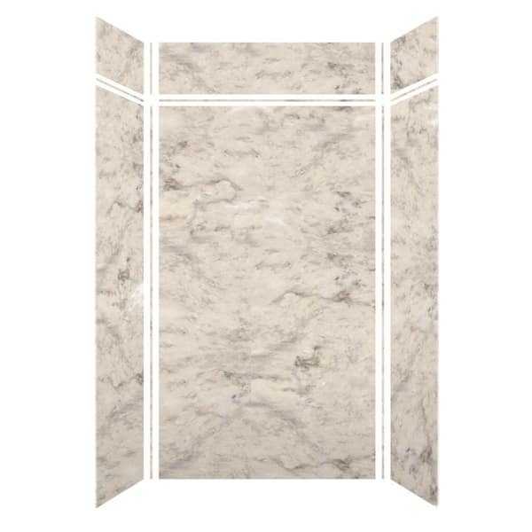Transolid Saramar 48 in. W x 96 in. H x 36 in. D 6-Piece Glue to Wall Alcove Shower Wall Kit with Extension in Sand Creme Velvet