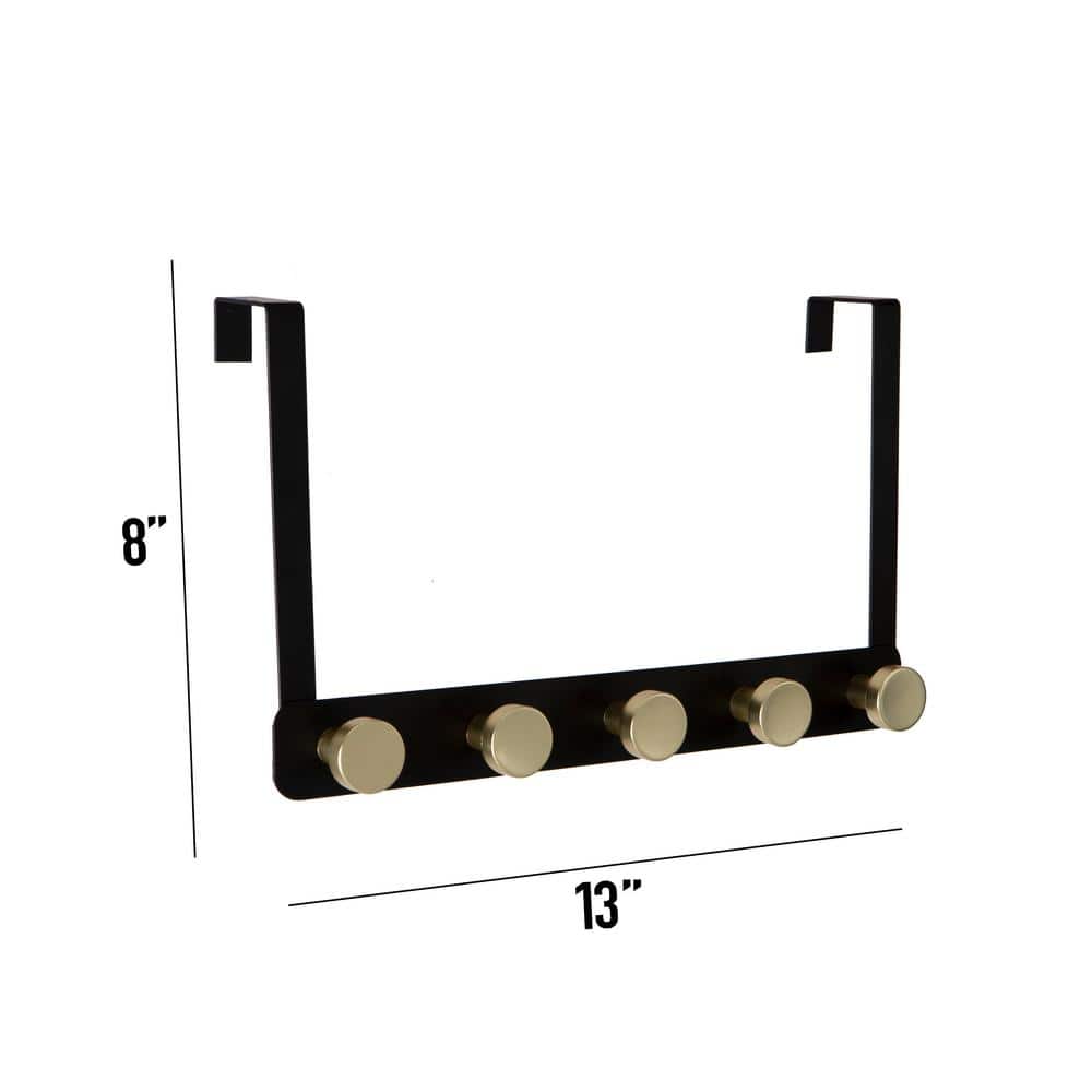 Black Iron 5 Hook Over The Door Hanger
